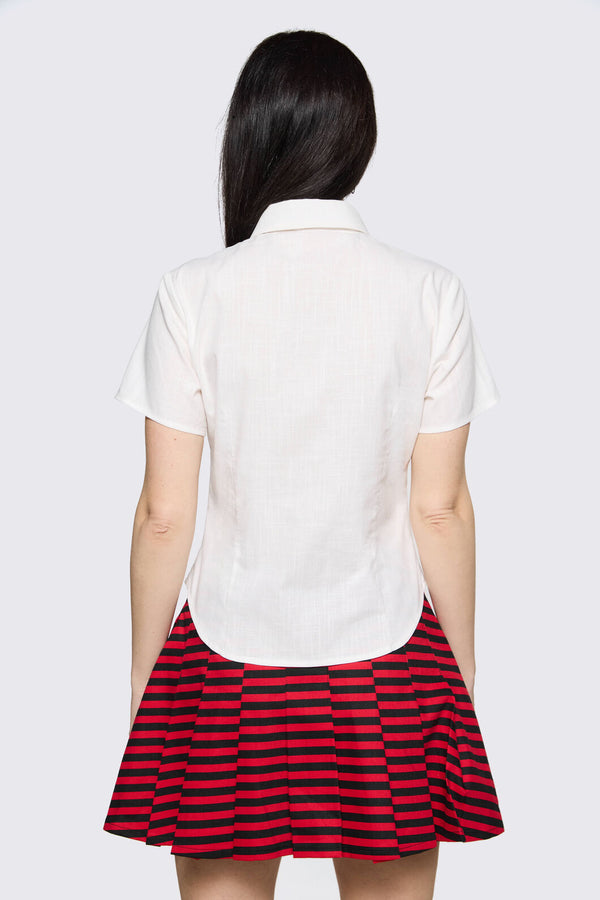 Black Friday - Trad Emo Tie Fitted Blouse - off-white