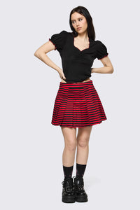 Black Friday - Trad Emo Stripe Pleated Skirt - black-red