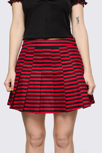 Black Friday - Trad Emo Stripe Pleated Skirt - black-red