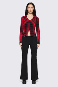 Black Friday - Trad Emo Stripe Jersey Top - black-red