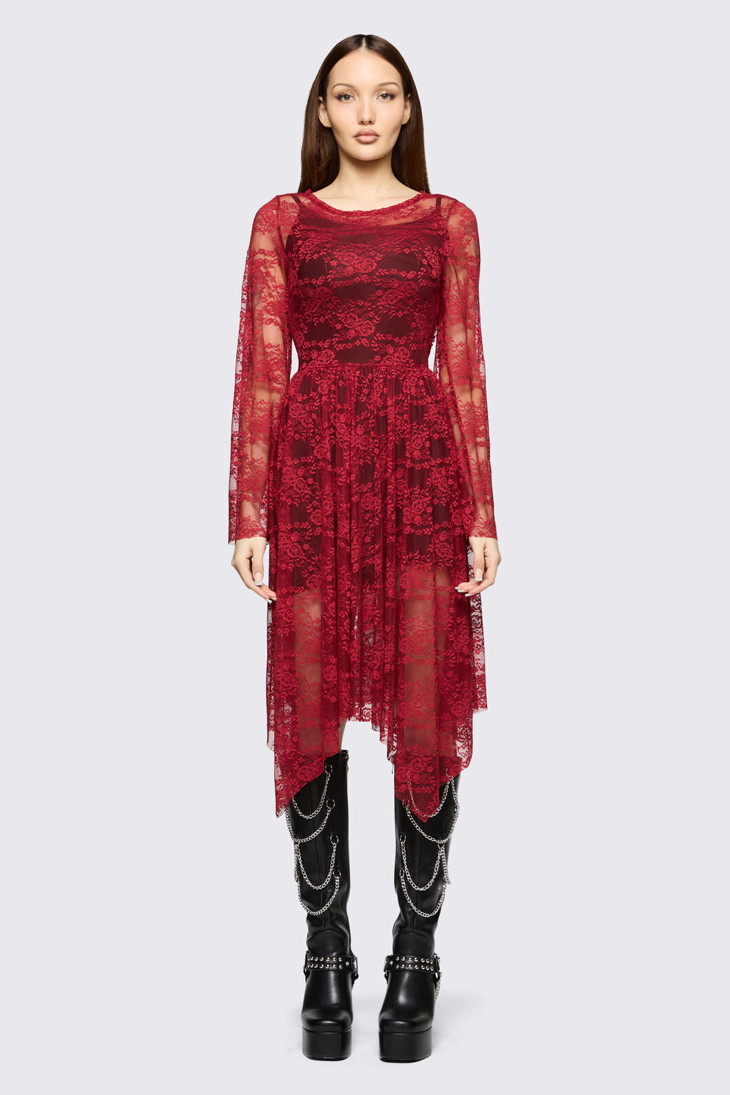 Black Friday - Affinity Goth Lace Dress - red