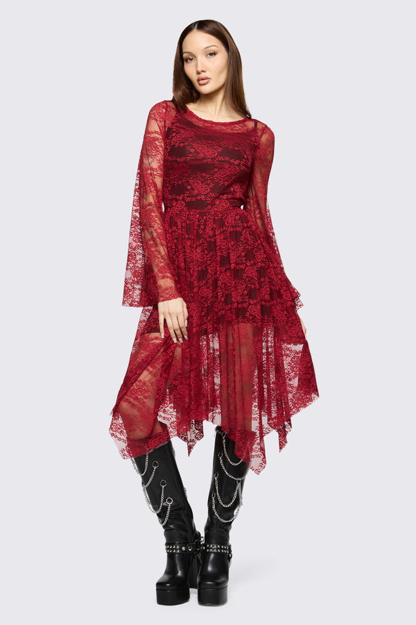 Black Friday - Affinity Goth Lace Dress - red