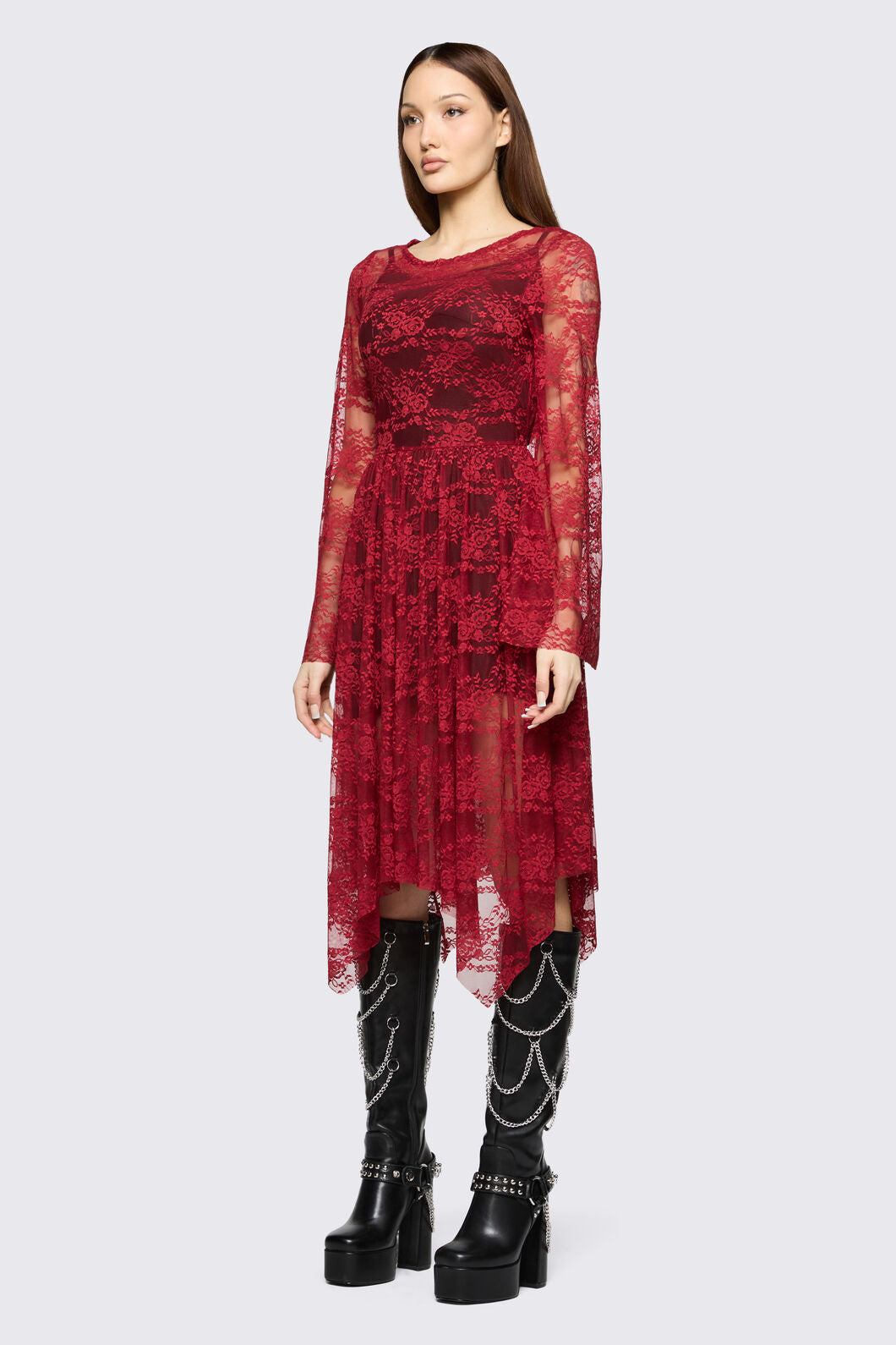 Black Friday - Affinity Goth Lace Dress - red