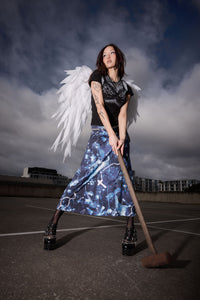Black Friday - Cyanotype Goth Midi Skirt - blue