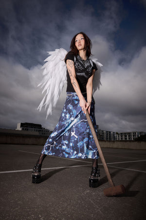 Black Friday - Cyanotype Goth Midi Skirt - blue