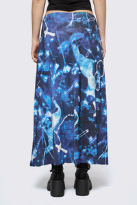 Black Friday - Cyanotype Goth Midi Skirt - blue