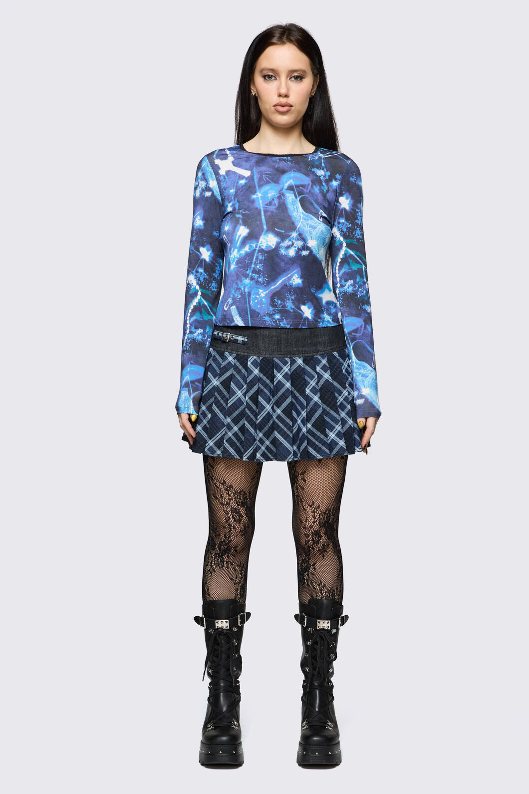 Black Friday - Disheveled Denim Mini Skort - blue