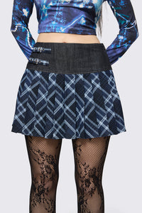 Black Friday - Disheveled Denim Mini Skort - blue