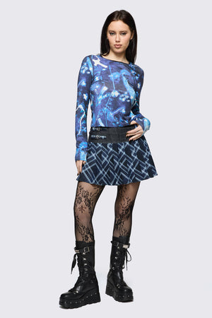 Black Friday - Disheveled Denim Mini Skort - blue