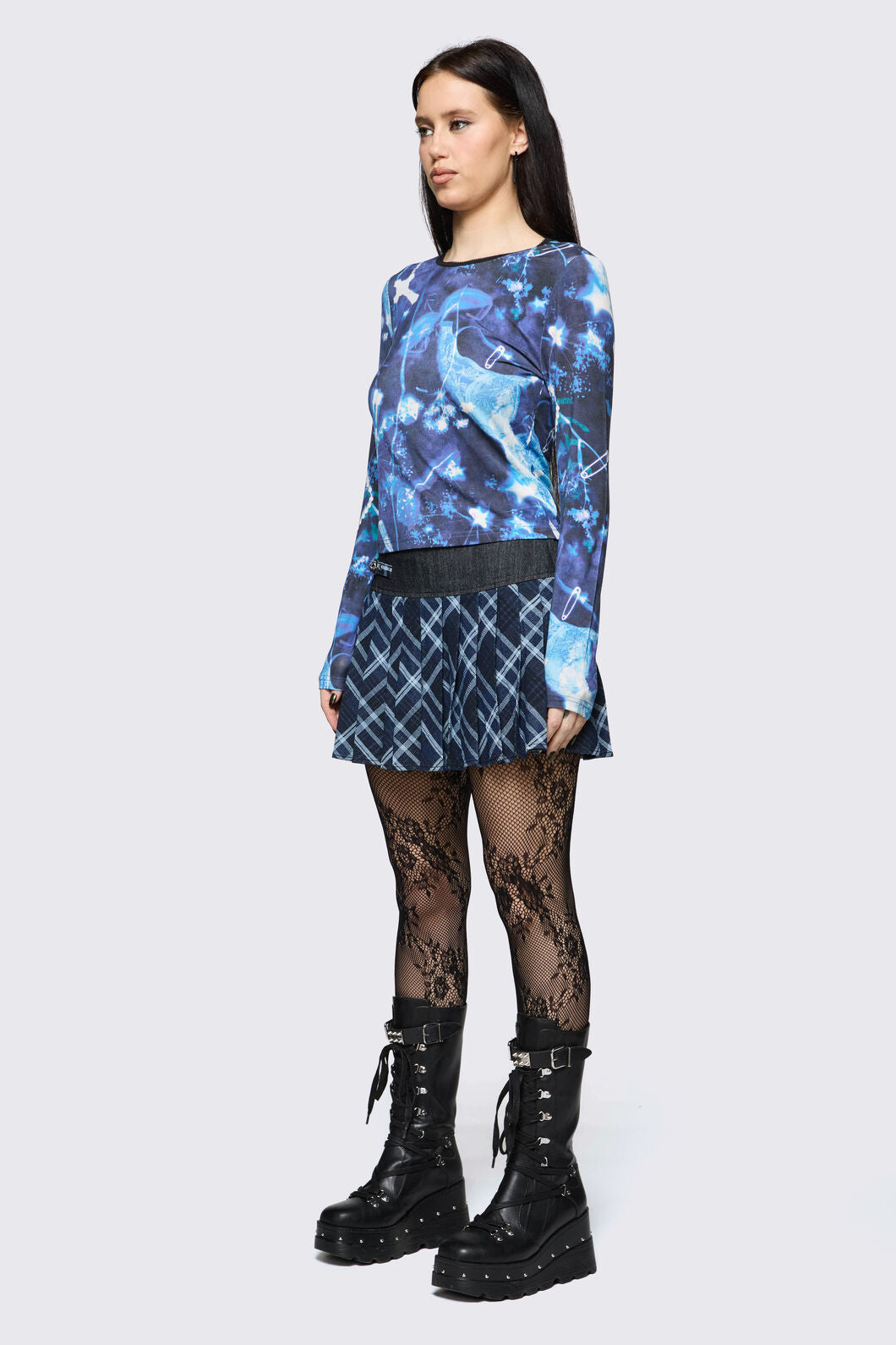 Black Friday - Disheveled Denim Mini Skort - blue