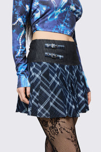 Black Friday - Disheveled Denim Mini Skort - blue