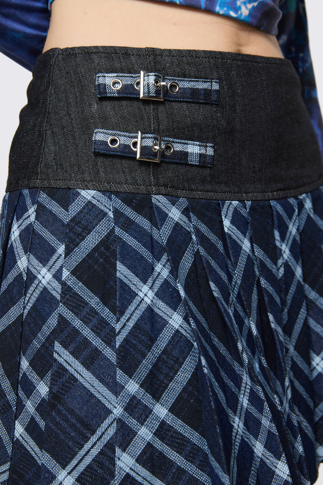 Black Friday - Disheveled Denim Mini Skort - blue