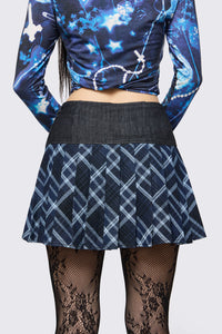Black Friday - Disheveled Denim Mini Skort - blue