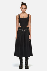Black Friday - Eyelet Punk Midi Skirt - black