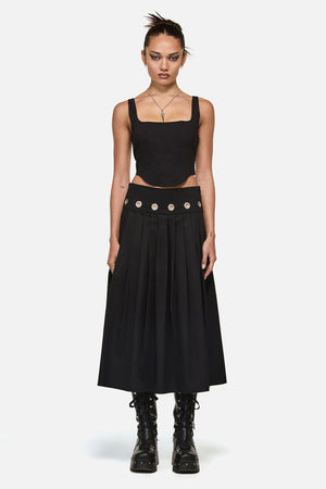 Black Friday - Eyelet Punk Midi Skirt - black