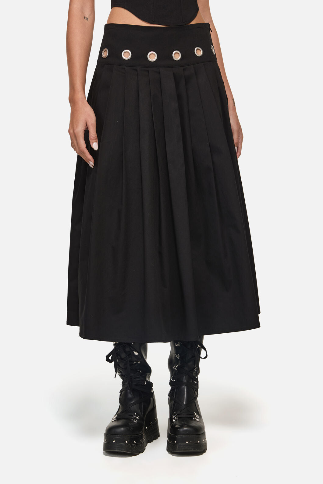 Black Friday - Eyelet Punk Midi Skirt - black
