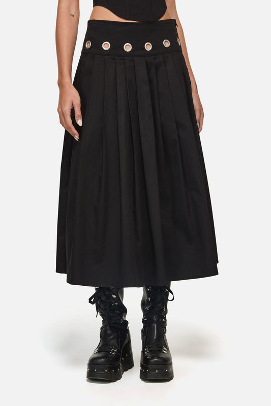Black Friday - Eyelet Punk Midi Skirt - black