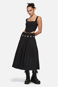 Black Friday - Eyelet Punk Midi Skirt - black