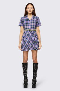 Black Friday - Stuck In Your Head Tartan Dress - purple