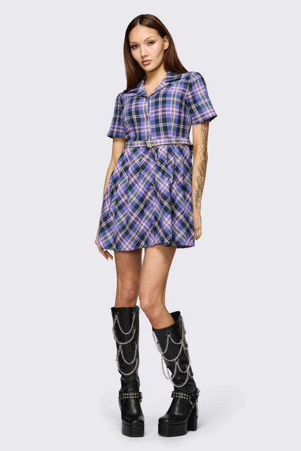 Black Friday - Stuck In Your Head Tartan Dress - purple