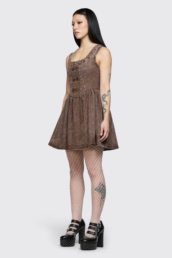 Black Friday - Behind The Blinds Pinafore - brown