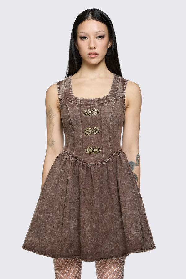 Black Friday - Behind The Blinds Pinafore - brown