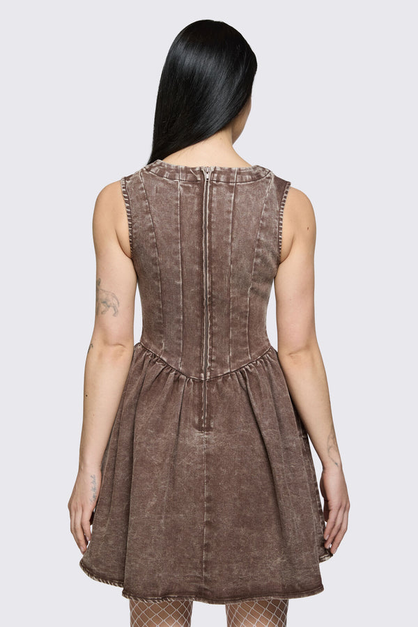 Black Friday - Behind The Blinds Pinafore - brown