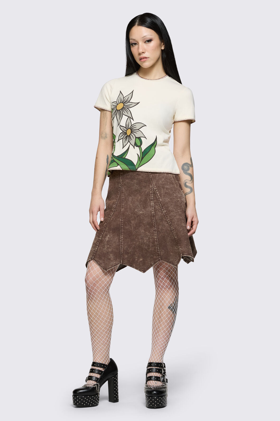 Black Friday - Behind The Blinds Denim Skirt - brown