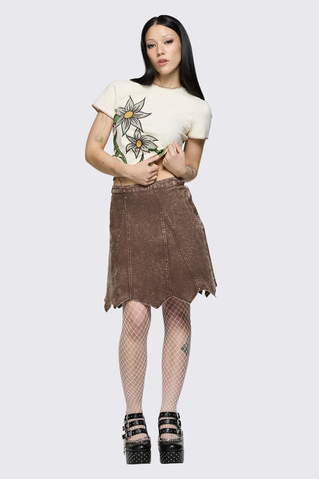 Black Friday - Behind The Blinds Denim Skirt - brown