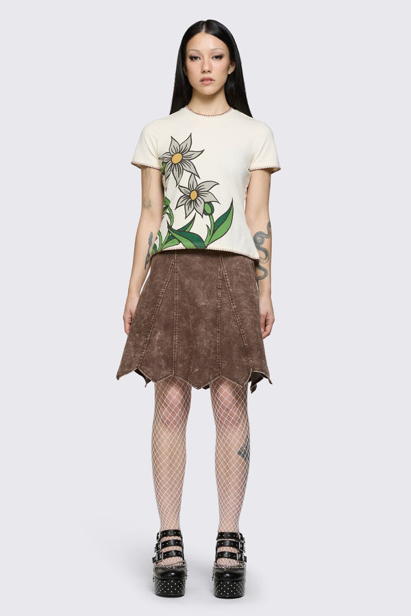 Black Friday - Behind The Blinds Denim Skirt - brown