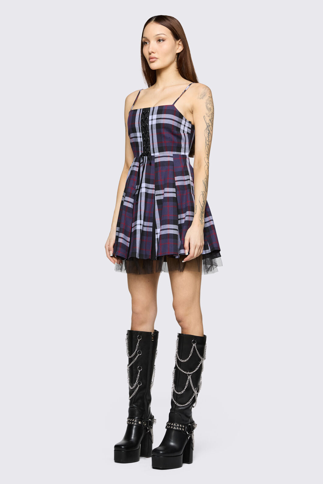 Black Friday - Monstre Tartan Dress - purple
