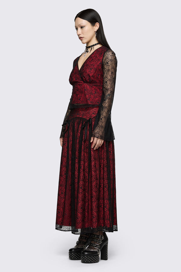 Black Friday - Sunday Lace Top - black-red