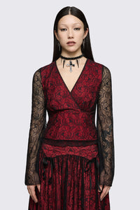 Black Friday - Sunday Lace Top - black-red