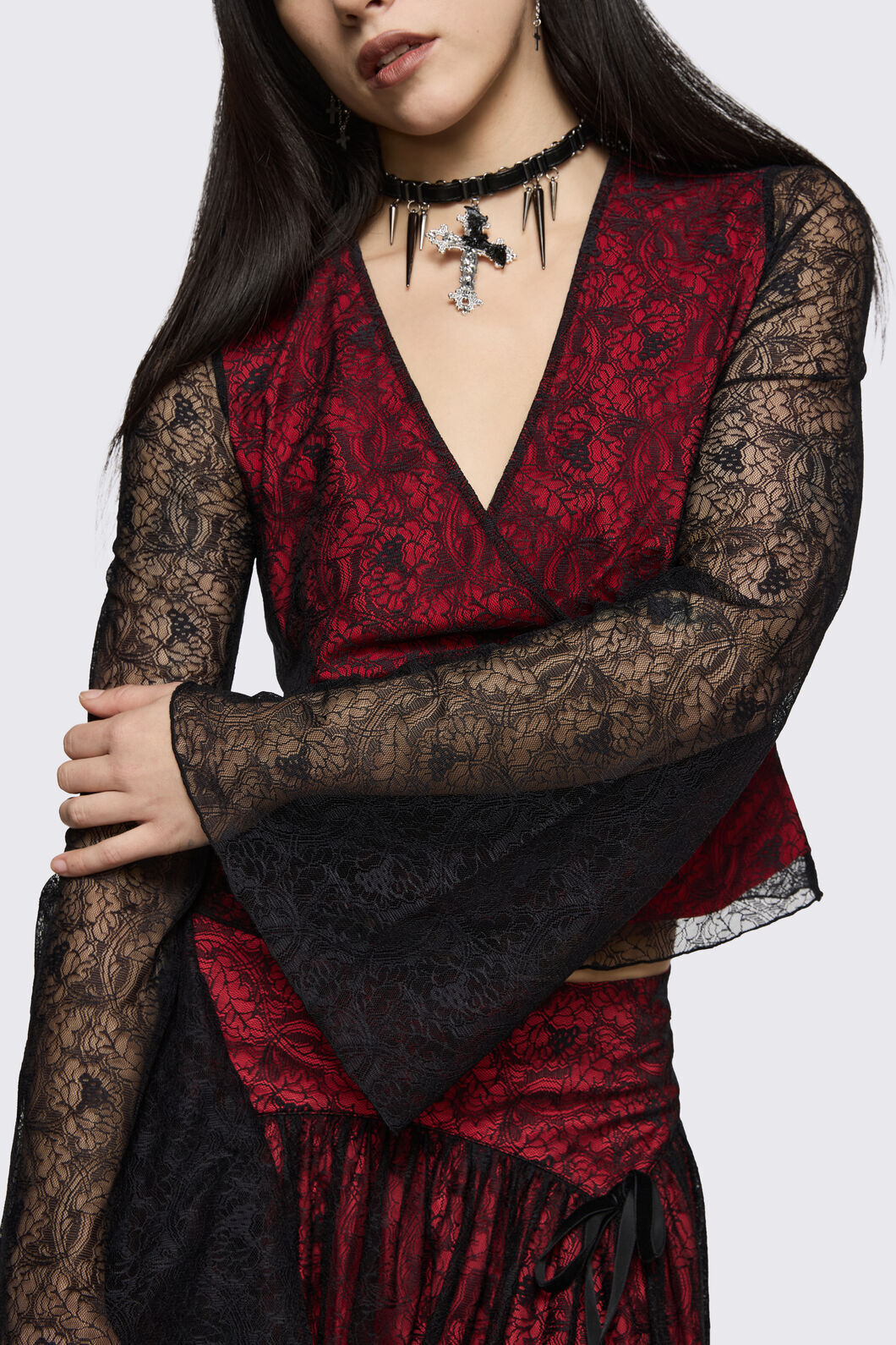 Black Friday - Sunday Lace Top - black-red