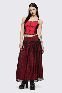 Black Friday - Sunday Lace Skirt - black-red