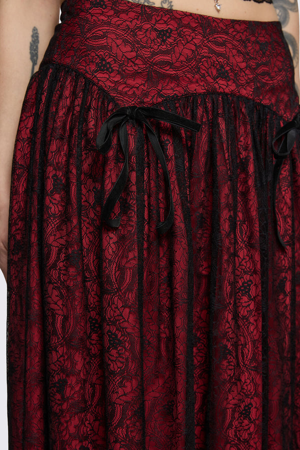 Black Friday - Sunday Lace Skirt - black-red