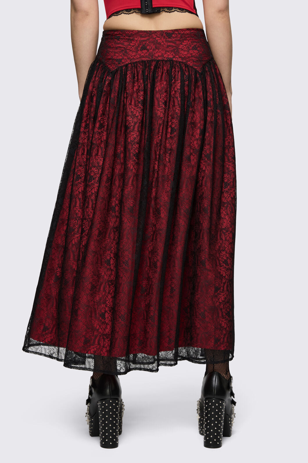 Black Friday - Sunday Lace Skirt - black-red