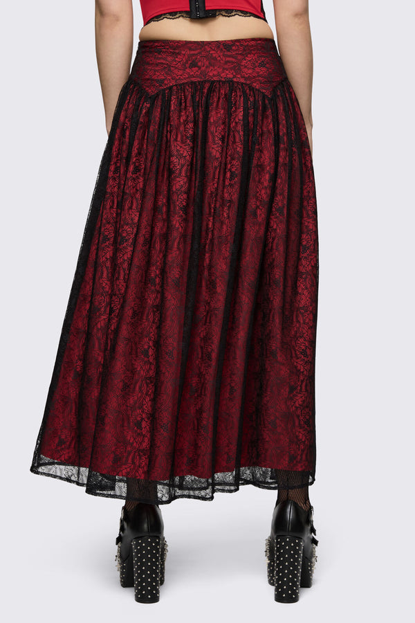 Black Friday - Sunday Lace Skirt - black-red