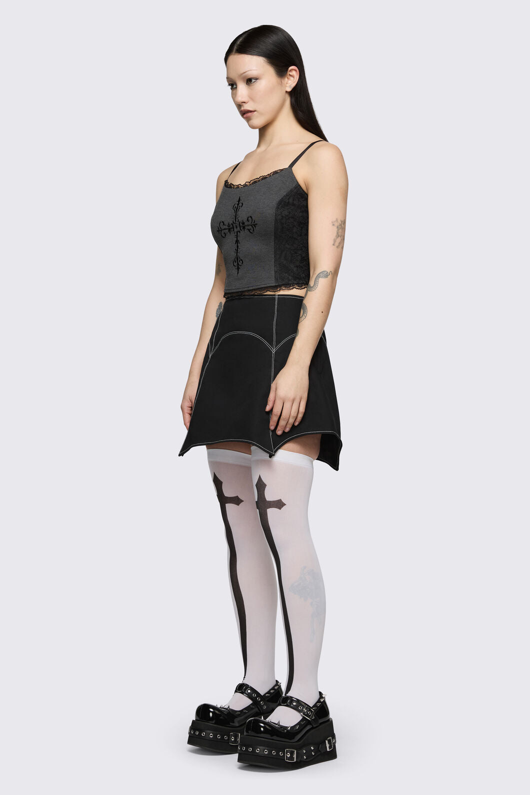 Black Friday - Sunday Motif Corset Tank - black-grey