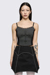 Black Friday - Sunday Motif Corset Tank - black-grey