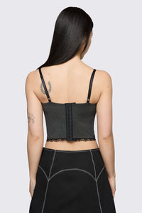 Black Friday - Sunday Motif Corset Tank - black-grey