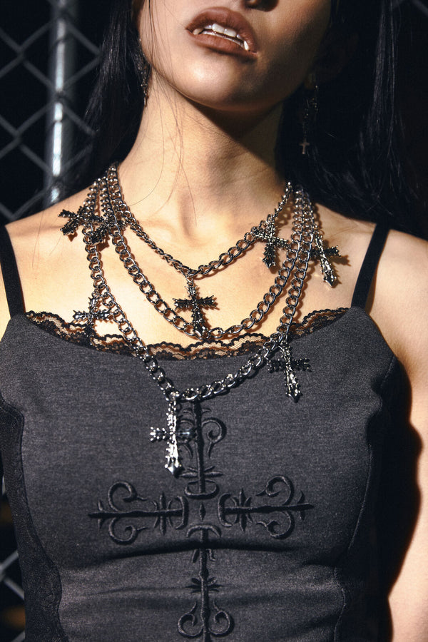 Black Friday - Sunday Motif Corset Tank - black-grey