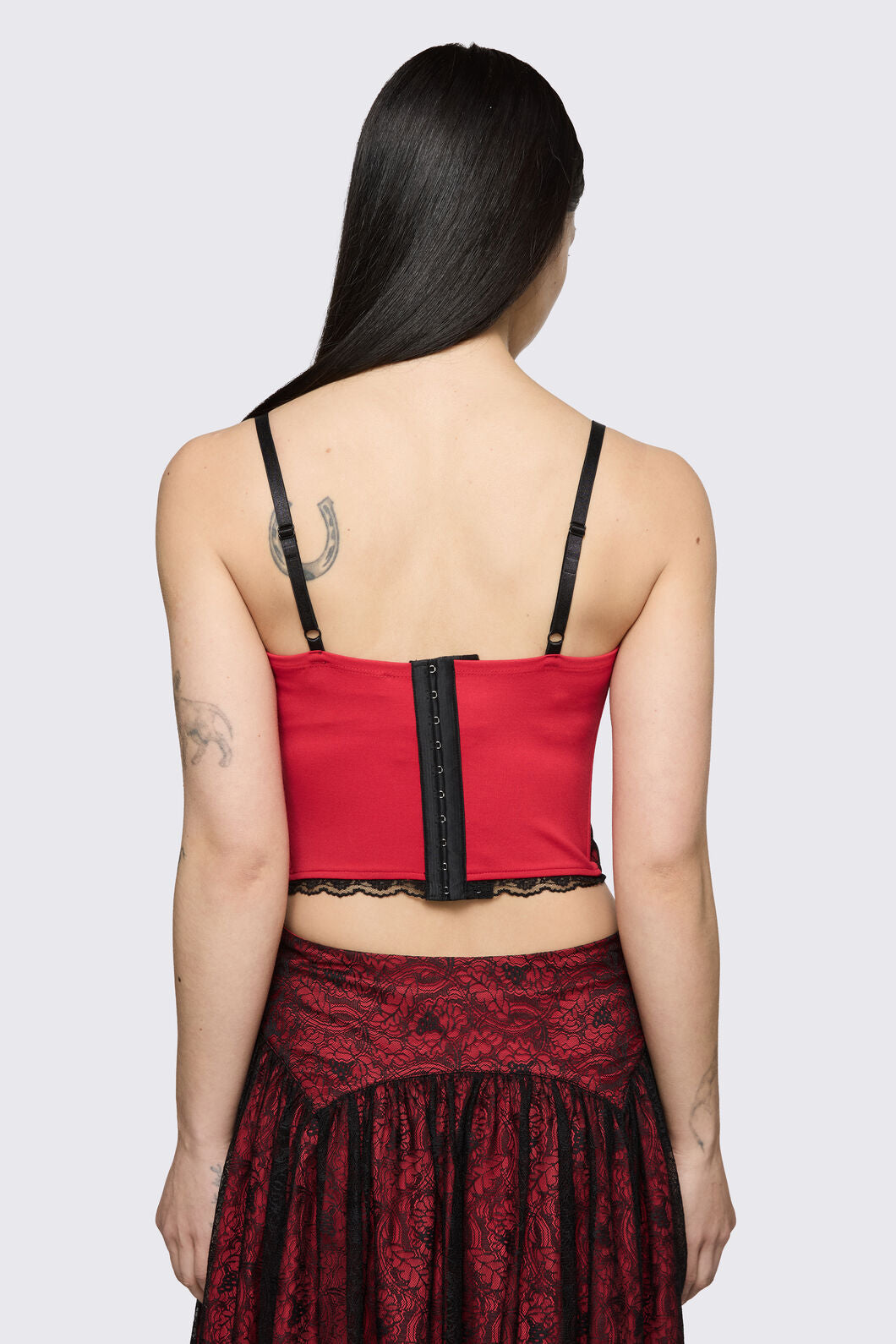 Black Friday - Sunday Motif Corset Tank - black-red
