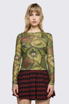 Black Friday - Decay Mesh Top - olive