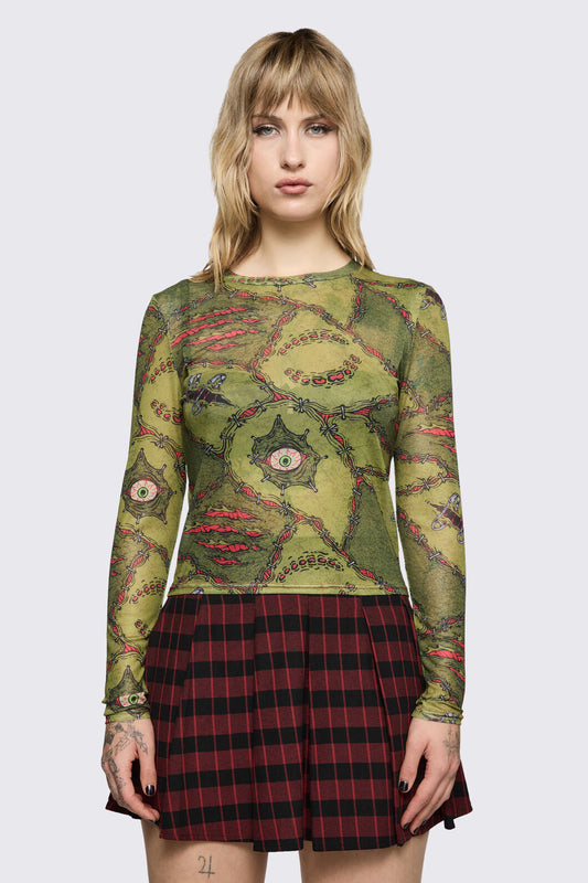 Black Friday - Decay Mesh Top - olive