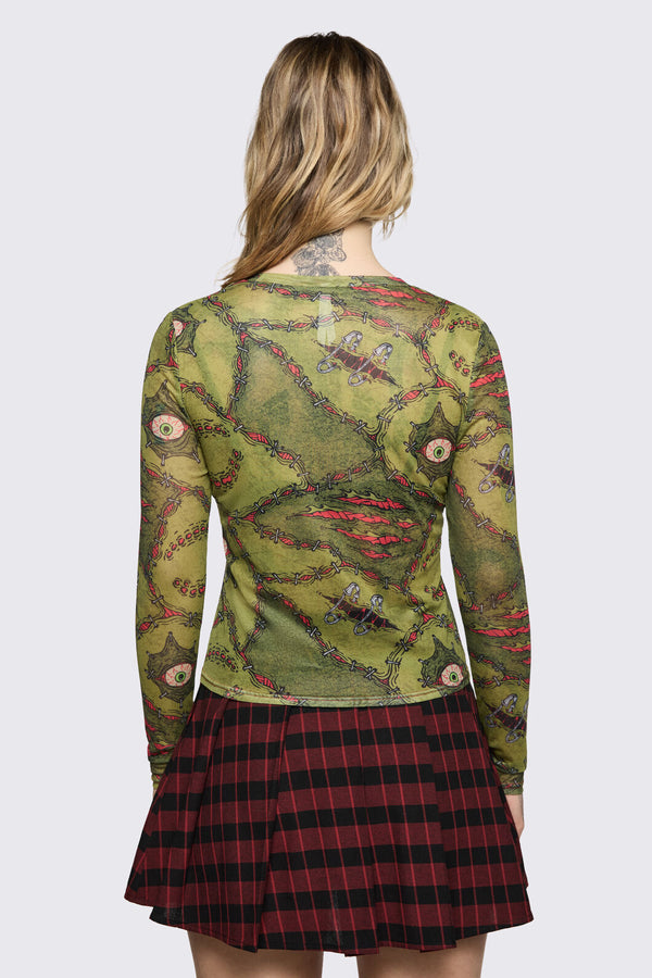 Black Friday - Decay Mesh Top - olive