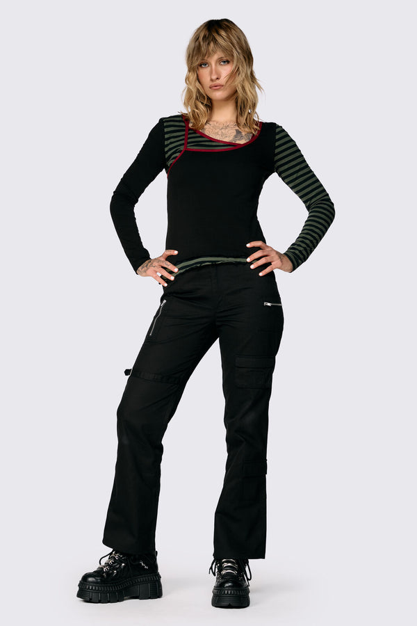 Black Friday - Consume Faux Wrap Top - black-olive