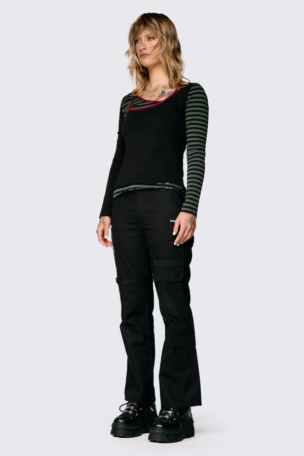Black Friday - Consume Faux Wrap Top - black-olive