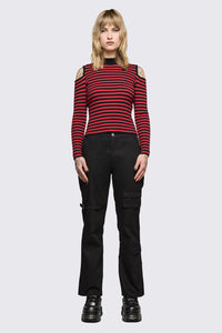 Black Friday - Consume Stripe Knit Top - black-red