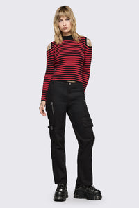 Black Friday - Consume Stripe Knit Top - black-red